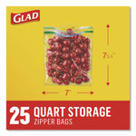 Zipper Food Storage Plastic Bags, Quart Size, 7.75 x 7, Clear, 25 Bags/Box, 12 Boxes/Carton