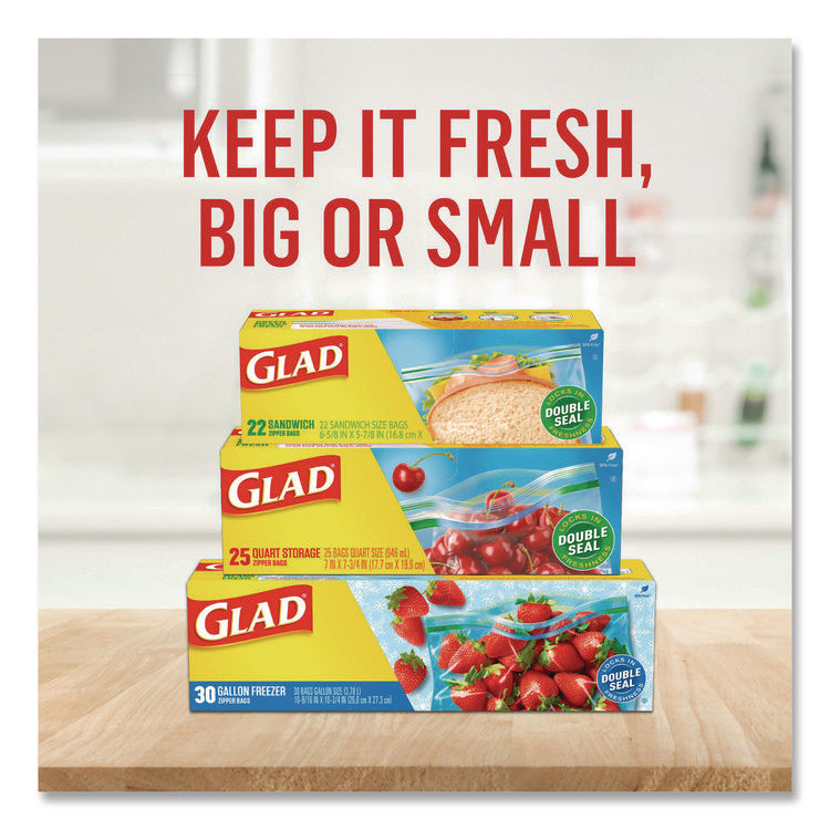 Zipper Food Storage Plastic Bags, Quart Size, 7.75 x 7, Clear, 25 Bags/Box, 12 Boxes/Carton