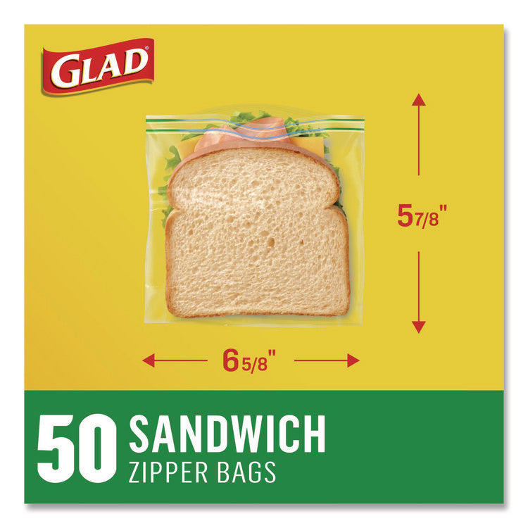 Zipper Food Storage Plastic Sandwich Bags, 6.63 x 5.88, Clear, 50 Bags/Box, 12 Boxes/Carton