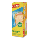 Zipper Food Storage Plastic Sandwich Bags, 6.63 x 5.88, Clear, 50 Bags/Box, 12 Boxes/Carton