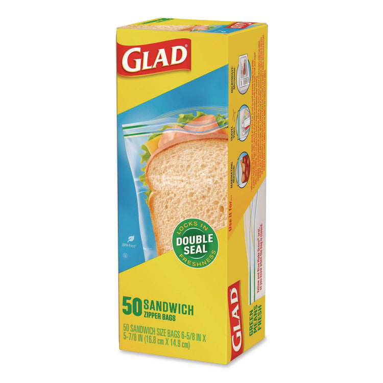 Zipper Food Storage Plastic Sandwich Bags, 6.63 x 5.88, Clear, 50 Bags/Box