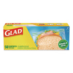Zipper Food Storage Plastic Sandwich Bags, 6.63 x 5.88, Clear, 50 Bags/Box
