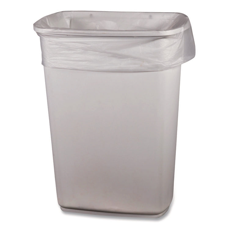 High-Density Waste Can Liners, 33 gal, 11 mic, 33 x 40, Natural, Roll, 25 Bags/Roll, 20 Rolls/Carton