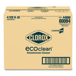 Clorox Pro EcoClean Disinfecting Cleaner, Unscented, 128 oz Refill Bottle, 4/Carton