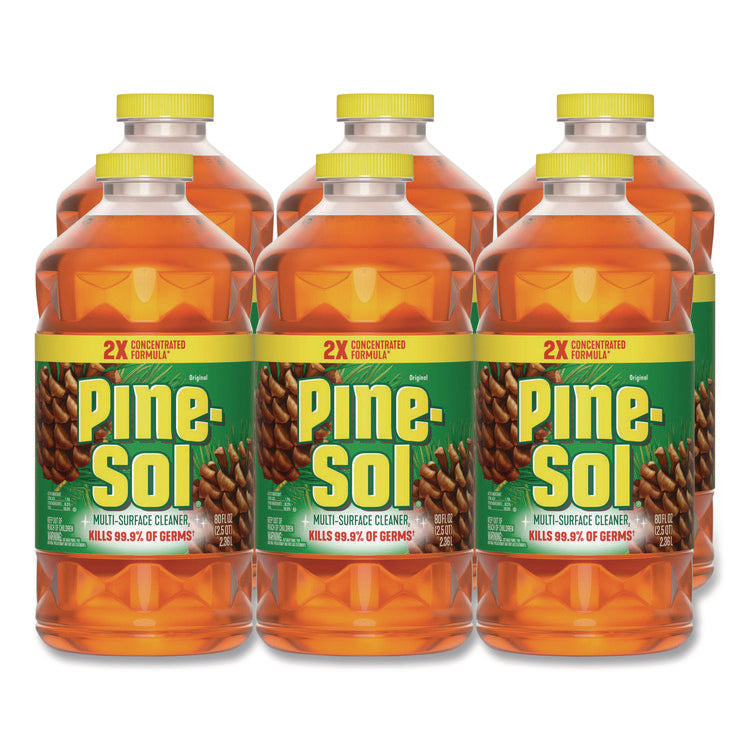 Multi-Surface Cleaner Disinfectant Concentrated, Pine Scent, 80 oz Bottle, 6/Carton