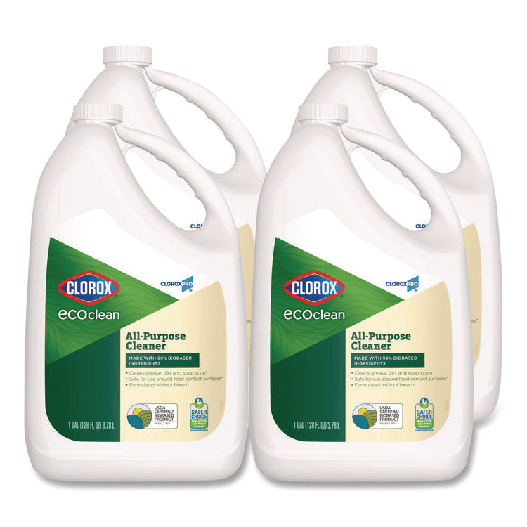 Clorox Pro EcoClean All-Purpose Cleaner, Refill, Unscented, 128 oz Bottle, 4/Carton