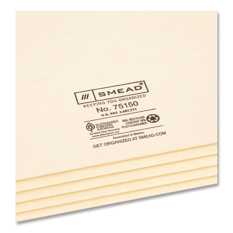 Manila End Tab Tuff Pockets, 3.5" Expansion, Letter Size, Manila, 10/box