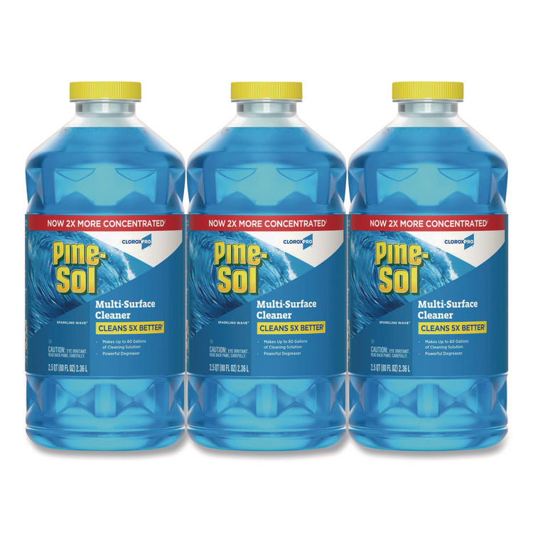 CloroxPro Multi-Surface Cleaner Concentrated, Sparkling Wave Scent, 80 oz Bottle, 3/Carton