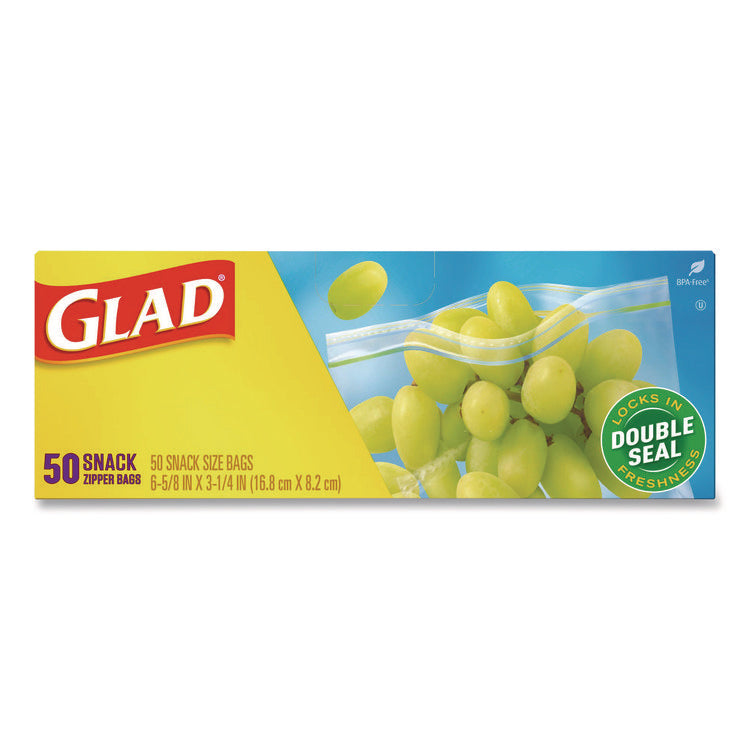Zipper Food Storage Plastic Bags, Snack Size, 3.25 x 6.63 x 9.31, Clear, 50 Bags/Box, 12 Boxes/Carton