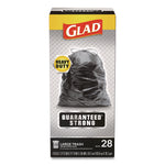 Guaranteed Strong Large Drawstring Trash Bags, Three-Ply, 30 gal, 1.05 mil, 30 x 33, Black, 28/Box