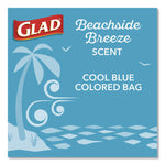 OdorShield Small Drawstring Trash Bags, 4 gal, Beachside Breeze Scent, 0.5 mil, 18" x 17", Blue, 80/Box