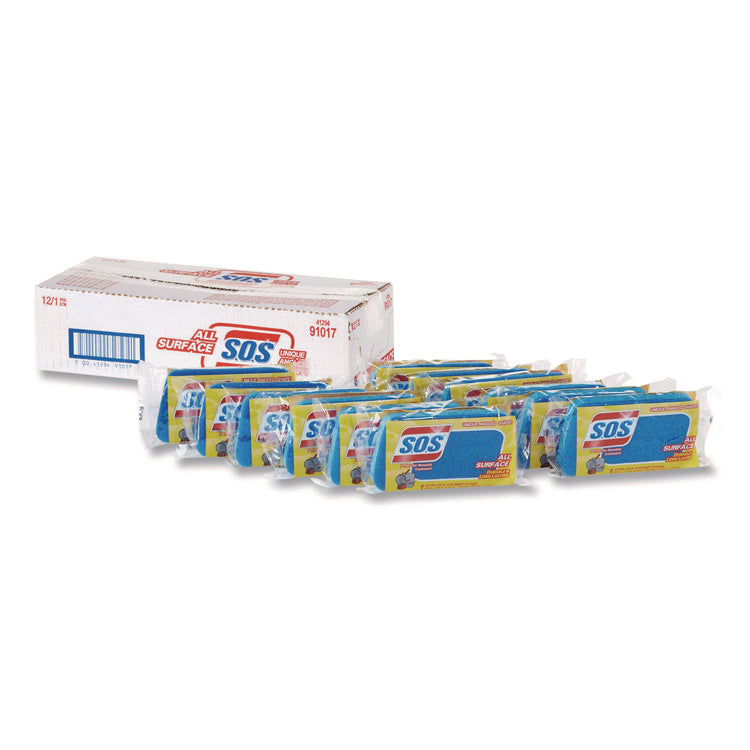 All Surface Scrubber Sponge, 2.5 X 4.5, 0.9" Thick, Dark Blue, 12/carton