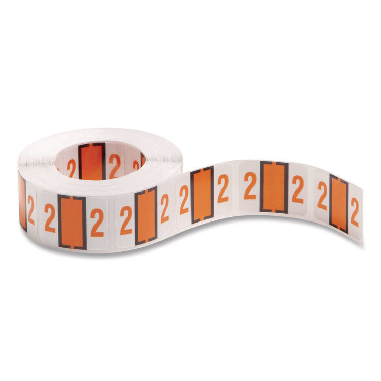 Numerical End Tab File Folder Labels, 2, 1 X 1.25, White, 500/roll