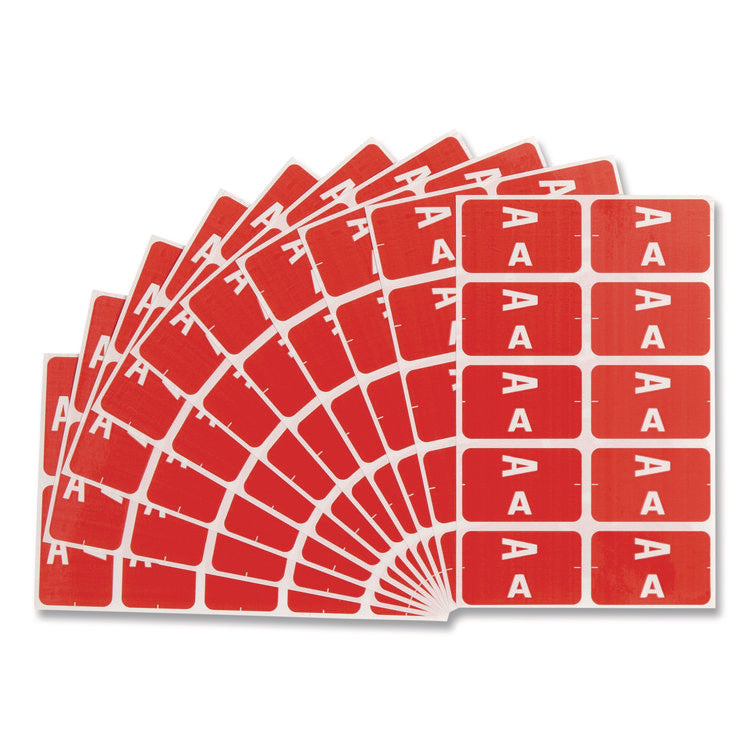 Alphaz Color-Coded Second Letter Alphabetical Labels, A, 1 X 1.63, Red, 10/sheet, 10 Sheets/pack