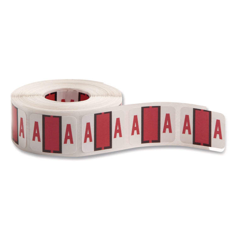 A-Z Color-Coded End Tab Filing Labels, A, 1 X 1.25, White, 500/roll