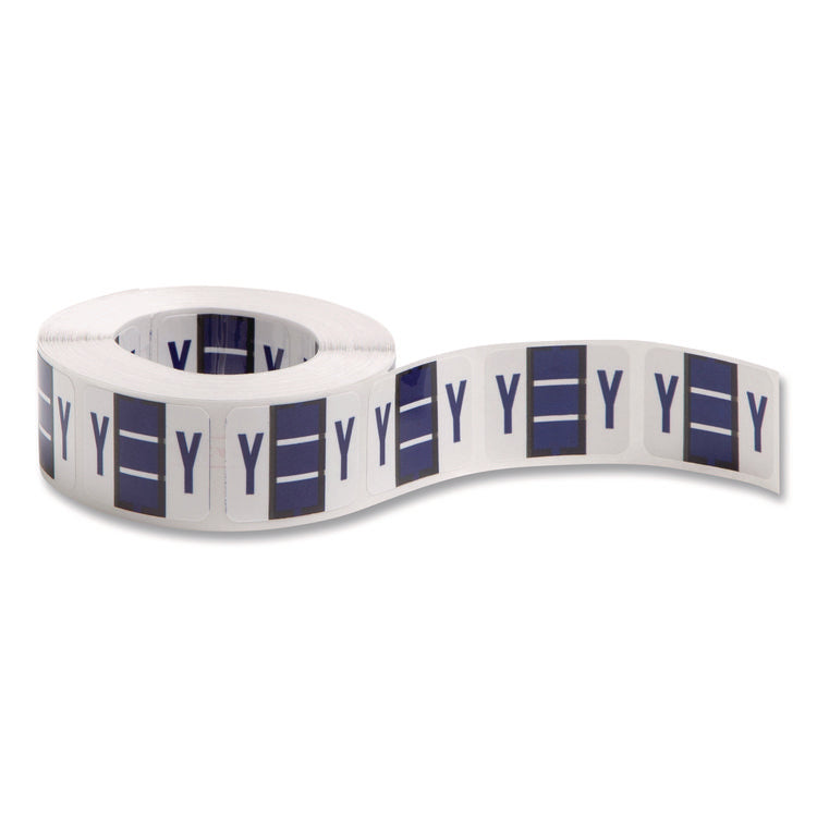 A-Z Color-Coded End Tab Filing Labels, Y, 1 X 1.25, White, 500/roll