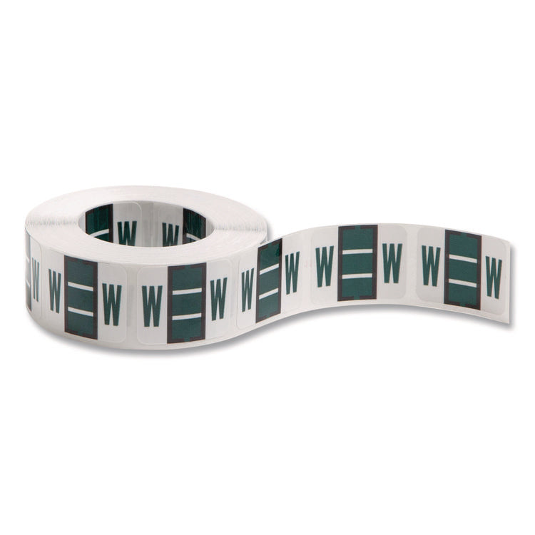 A-Z Color-Coded End Tab Filing Labels, W, 1 X 1.25, White, 500/roll