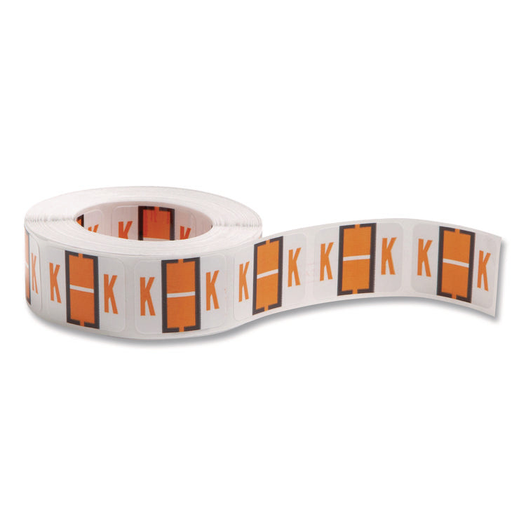 A-Z Color-Coded End Tab Filing Labels, K, 1 X 1.25, White, 500/roll