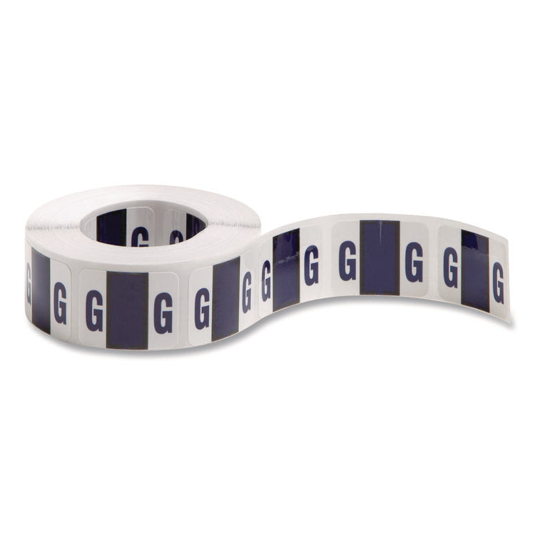 A-Z Color-Coded End Tab Filing Labels, G, 1 X 1.25, White, 500/roll