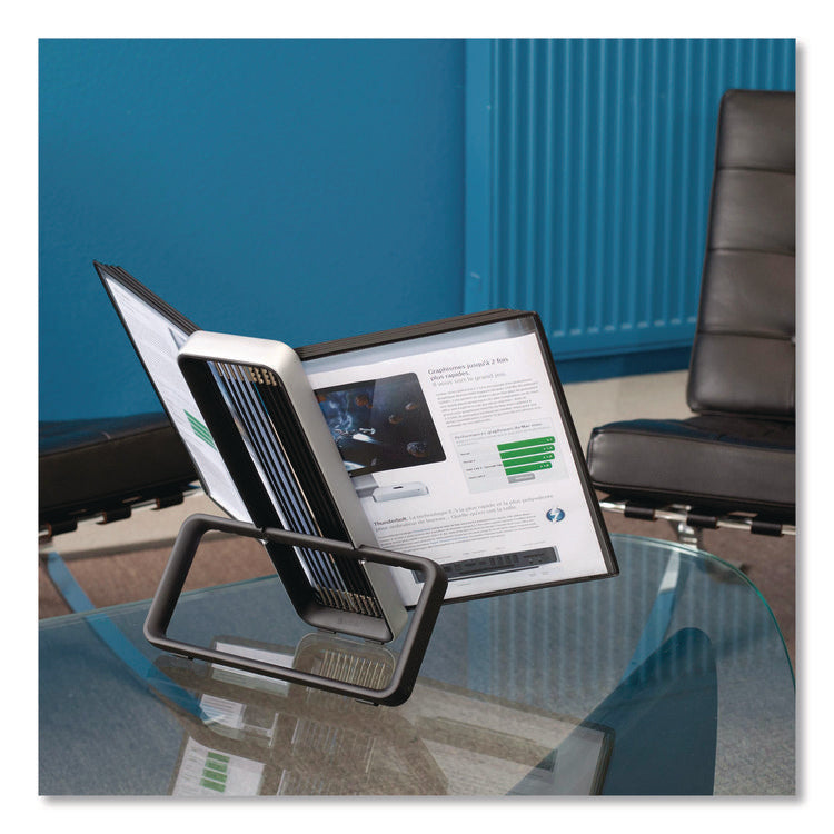 VEO Desktop Reference System, 10 Panels with Black Borders, Black Base