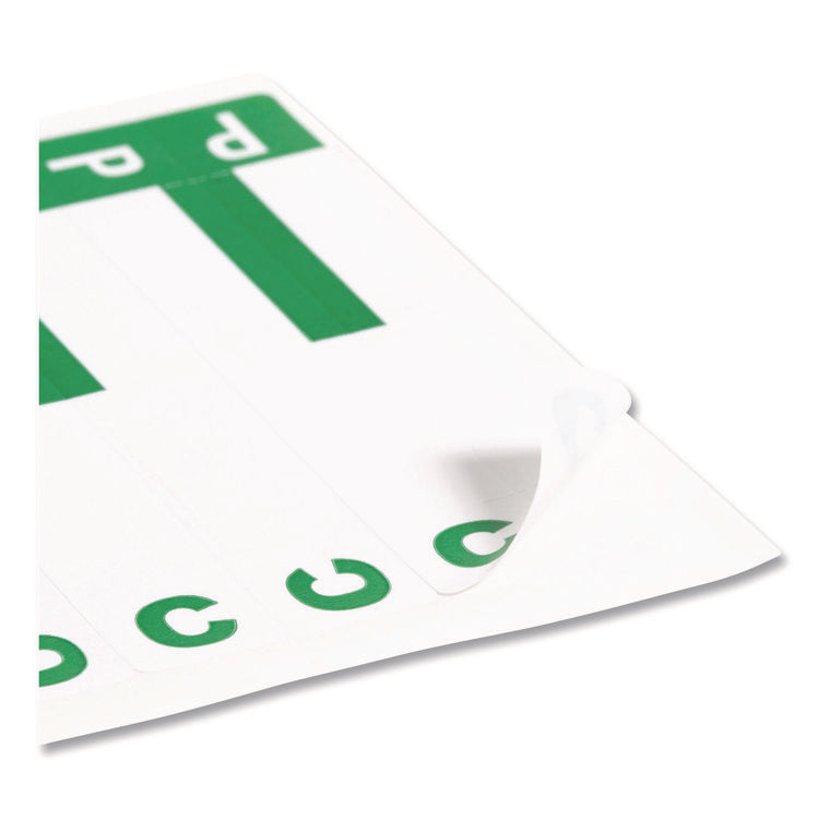 Alphaz Color-Coded First Letter Combo Alpha Labels, C/p, 1.16 X 3.63, Dark Green/white, 5/sheet, 20 Sheets/pack