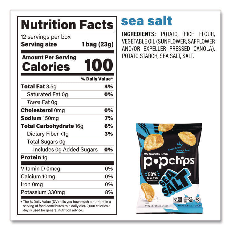 Potato Chips, Variety Pack, Barbeque, Sea Salt, Sour Cream and Onion, 0.8 oz Bag, 30/Pack