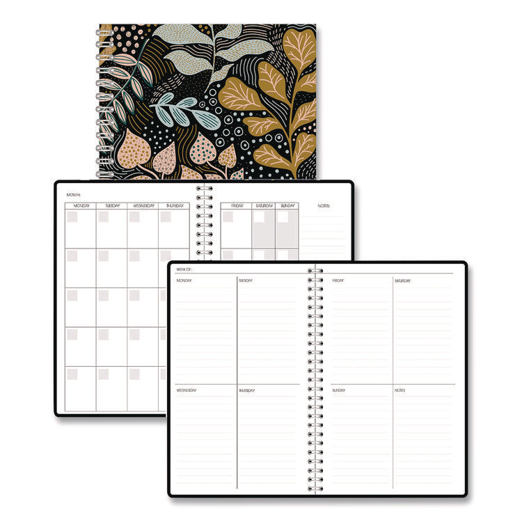 Recycled Non-Dated Monthly/Weekly Planner, Fall Floral, Multicolor Cover, Undated