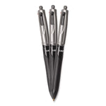 4-Color Pro Grip Multi-Color Ballpoint Pen, Retractable, Medium 1 mm, Black/Blue/Green/Red Ink, Black/Gray Barrel, Dozen