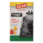 Large Quick-Tie Trash Bags, Lawn and Leaf, 39 gal, 0.95 mil, 32.5 x 41, Black, 12 Bags/Box