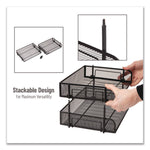 Stackable Paper Desk Tray Organizer, Letter Size, 10 x 13.5 x 2.5, Black, 2/Pack