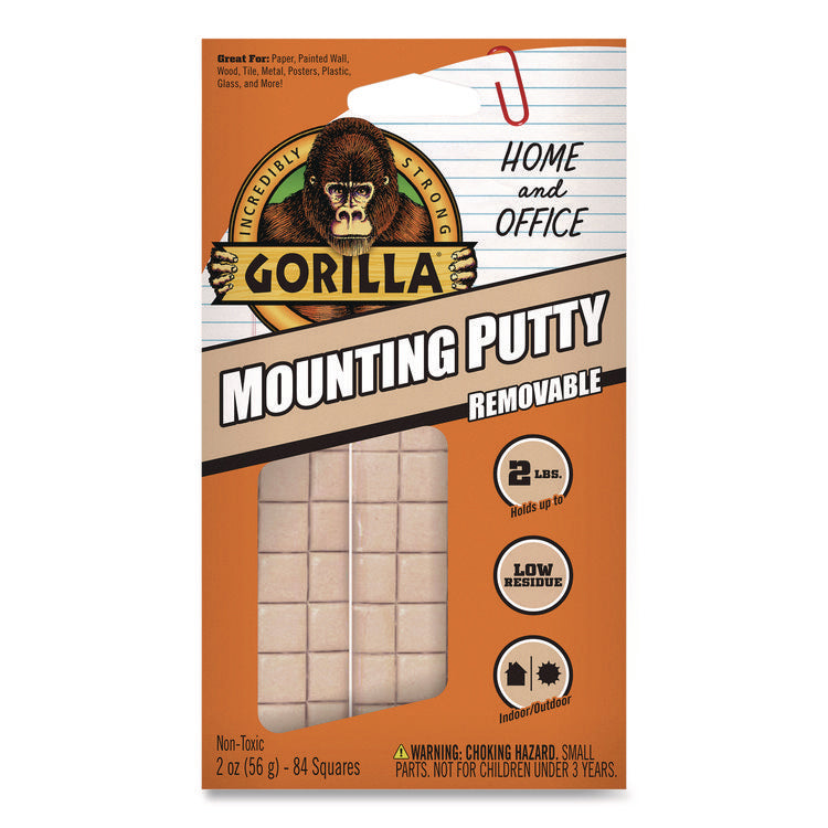 Removable Mounting Putty, Repositionable and Reusable, 2 oz, 84 Squares/Pack