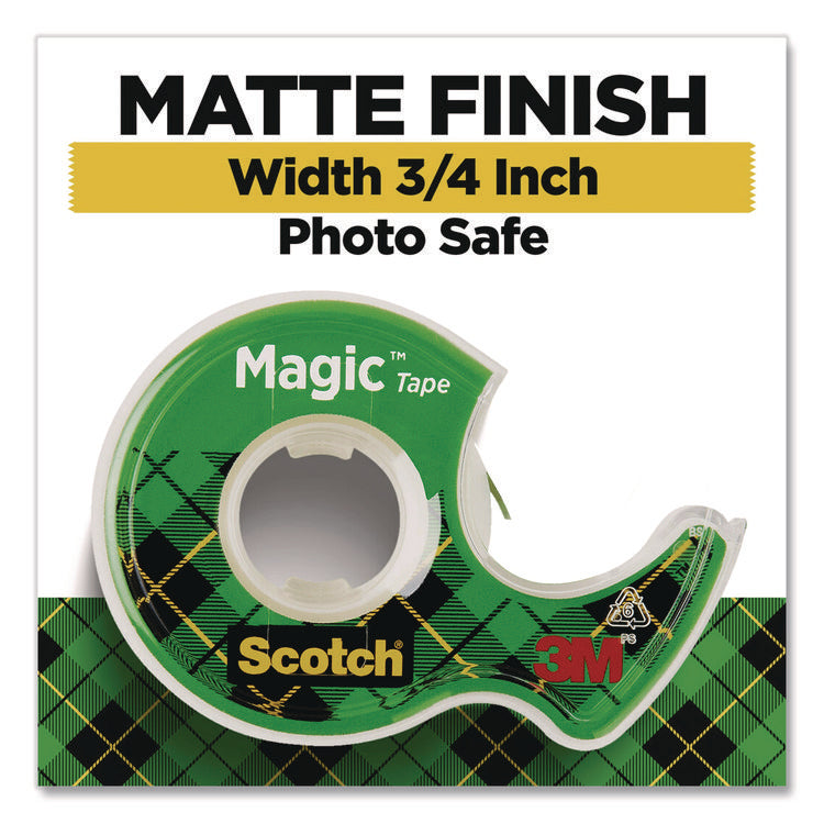 Magic Tape in Handheld Dispenser, 1" Core, 0.75" x 24.9 ft., Clear, 2/Pack