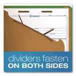 Colored Pressboard Top Tab Classification Folders, 2.5" Expansion, 2 Dividers, 6 Fasteners, Letter Size, Dark Green, 10/Box