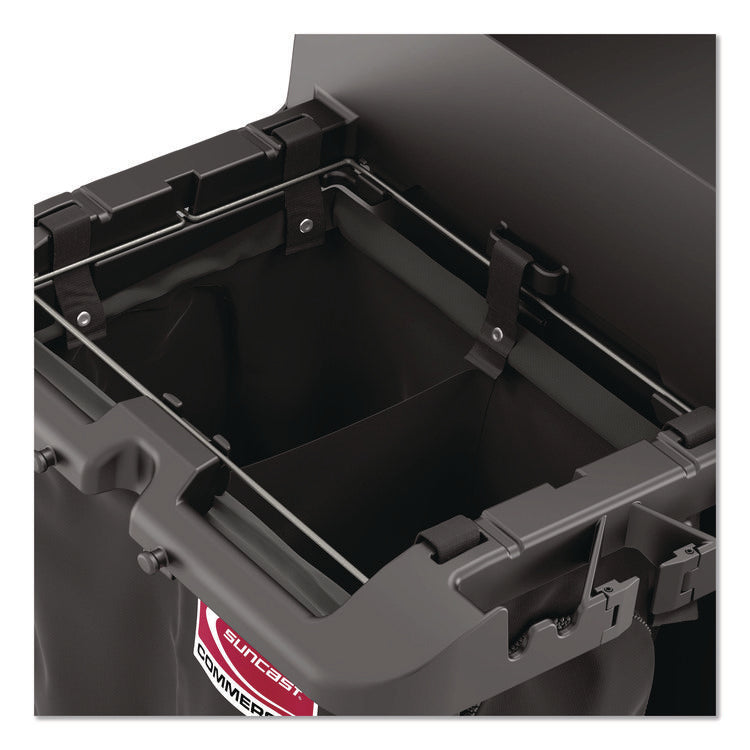 Divided Bag for Suncast Commercial Full-Size and Compact-Size Housekeeping Carts, 25.4 gal, 15.6" x 12.52" x 29.95", Black