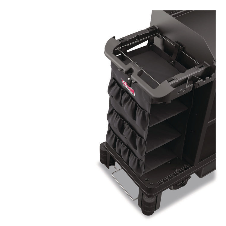 3-Sided Hanging Bag with Shelves for Suncast Commercial HKC1000/HKC2000 Housekeeping Carts, 25.4 gal, 15.7 x 12.4 x 30, Black