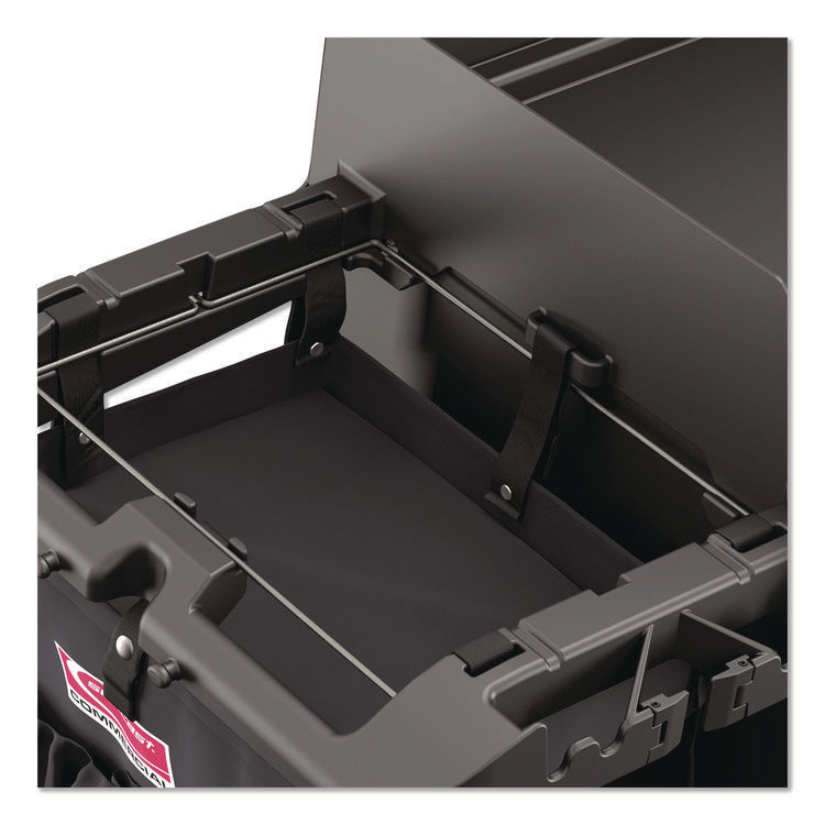 3-Sided Hanging Bag with Shelves for Suncast Commercial HKC1000/HKC2000 Housekeeping Carts, 25.4 gal, 15.7 x 12.4 x 30, Black