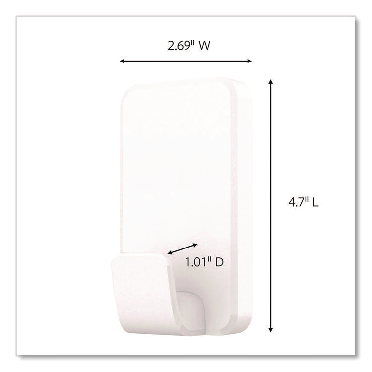 X-Large Utility Hooks, Plastic, White, 15 lb Capacity, 1 Hook and 4 Strips