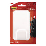 X-Large Utility Hooks, Plastic, White, 15 lb Capacity, 1 Hook and 4 Strips