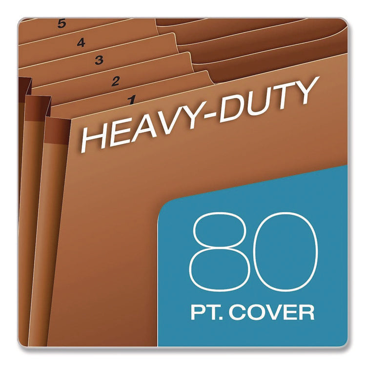 Heavy-Duty Open-Top Expanding Stadium File, 31 Sections, 1/3-Cut Tabs, Legal Size, Redrope, 5/Box