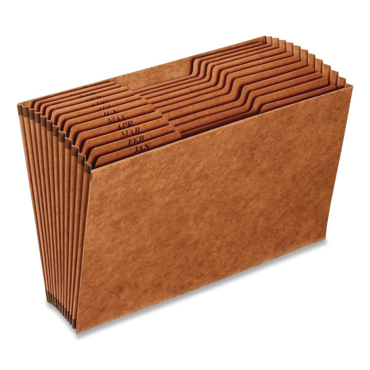 Heavy-Duty Open-Top Expanding Stadium File, 12 Sections, 1/3-Cut Tabs, Legal Size, Redrope, 5/Box