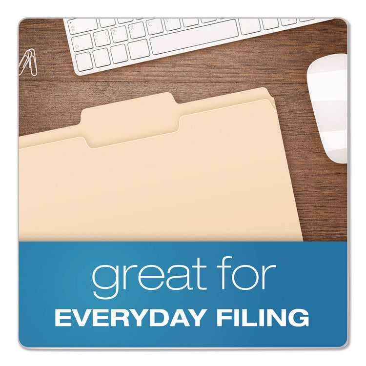 Reinforced Top Tab Manila File Folders, 1/3-Cut Tabs: Center Position, Letter Size, Manila, 100/Box