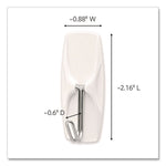 General Purpose Wire Hooks, Medium, Metal, White, 2 lb Capacity, 16 Hooks and 20 Strips/Pack