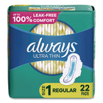 Ultra Thin Pads with Wings, Size 1, Regular Absorbency, 22 Pads/Pack, 12 Packs/Carton