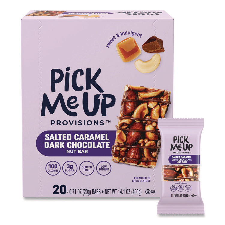 Nut Bars, Salted Caramel Dark Chocolate, 0.7 oz Bar, 20/Box