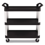 Three-Shelf Service Cart, Metal/Plastic, 3 Shelves, 300 lb Capacity, 20" x 39.85" x 38.17", Black