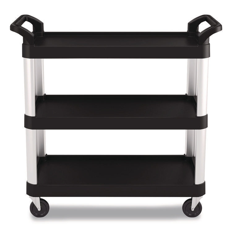Three-Shelf Service Cart, Metal/Plastic, 3 Shelves, 300 lb Capacity, 20" x 39.85" x 38.17", Black