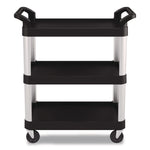 Three-Shelf Service Cart, Metal/Plastic, 3 Shelves, 300 lb Capacity, 20" x 34" x 37.92", Black