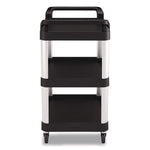 Three-Shelf Service Cart, Metal/Plastic, 3 Shelves, 300 lb Capacity, 20" x 34" x 37.92", Black