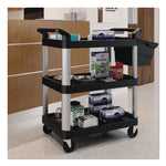 Three-Shelf Service Cart, Metal/Plastic, 3 Shelves, 300 lb Capacity, 20" x 34" x 37.92", Black
