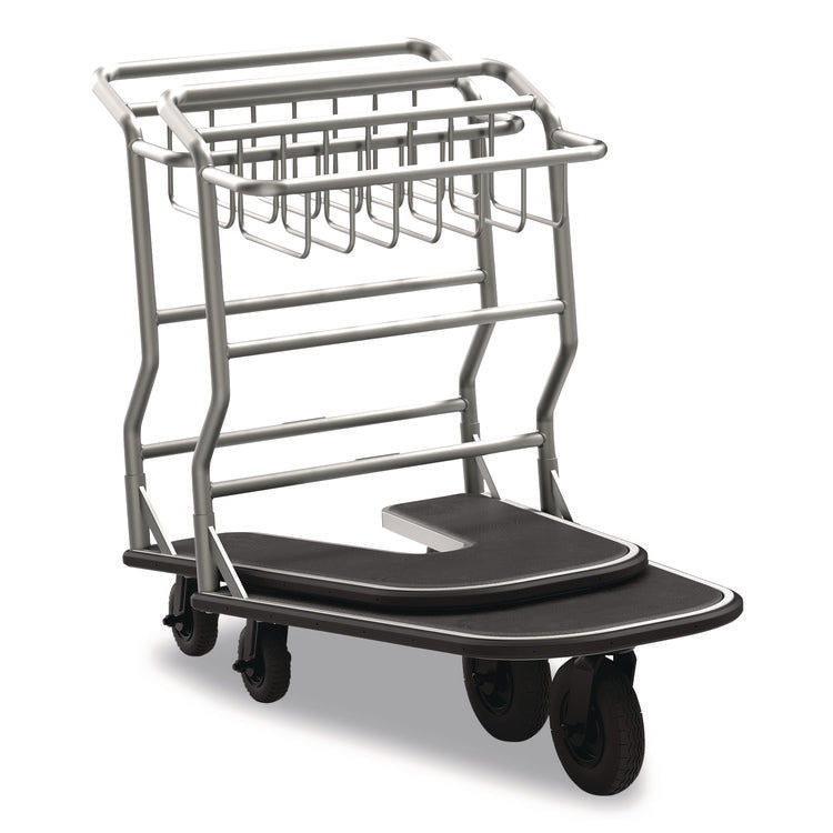 Nesting Luggage Cart with Rubber Platform, Capacity, 300 lb Capacity, 27 x 37 x 37.5, Silver/Black